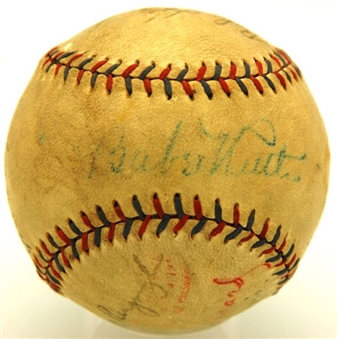 1930 New York Yankees Team Signed Baseball with Babe Ruth and Lou Gehrig